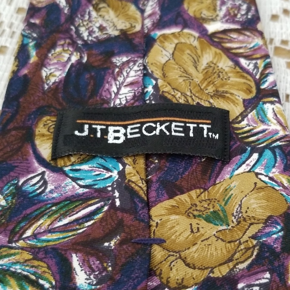 3/$24, 100% Floral Silk Tie by J.T.Beckett - Picture 3 of 4